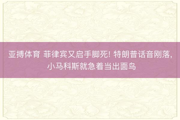 亚搏体育 菲律宾又启手脚死! 特朗普话音刚落， 小马科斯就急着当出面鸟