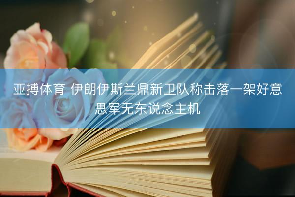 亚搏体育 伊朗伊斯兰鼎新卫队称击落一架好意思军无东说念主机