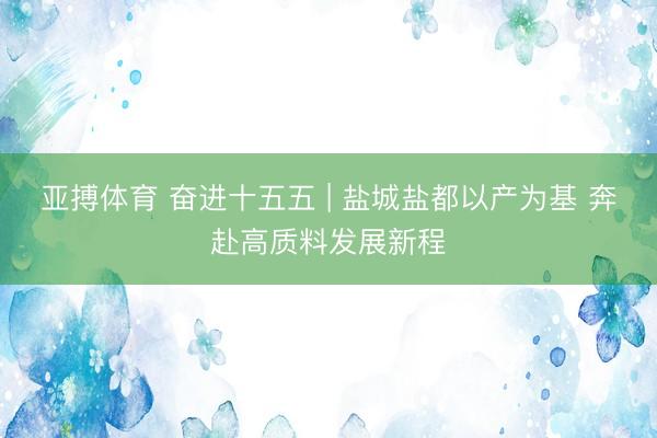 亚搏体育 奋进十五五 | 盐城盐都以产为基 奔赴高质料发展新程