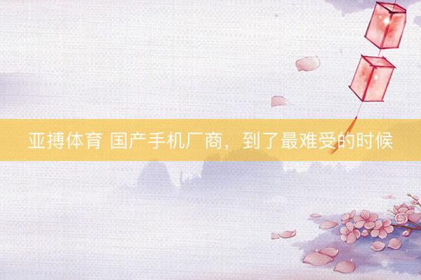 亚搏体育 国产手机厂商，到了最难受的时候