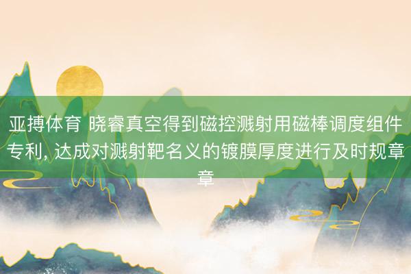 亚搏体育 晓睿真空得到磁控溅射用磁棒调度组件专利， 达成对溅射靶名义的镀膜厚度进行及时规章