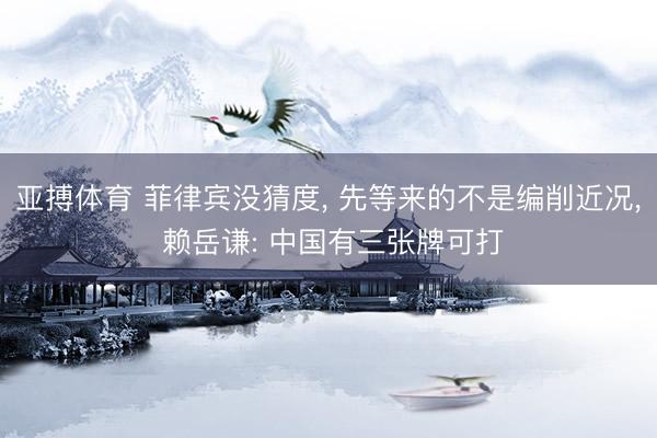 亚搏体育 菲律宾没猜度, 先等来的不是编削近况, 赖岳谦