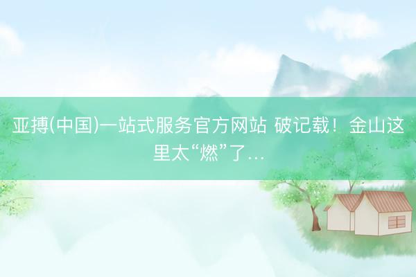 亚搏(中国)一站式服务官方网站 破记载！金山这里太“燃”了…