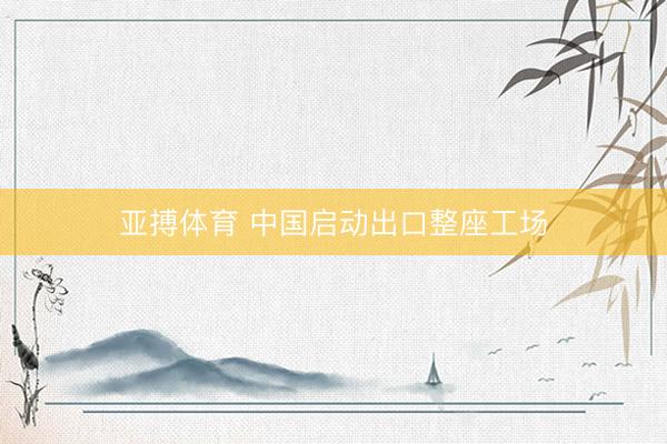 亚搏体育 中国启动出口整座工场
