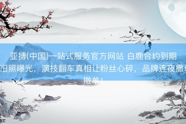 亚搏(中国)一站式服务官方网站 白鹿合约到期前旧照曝光，演技翻车真相让粉丝心碎，品牌连夜撤单！