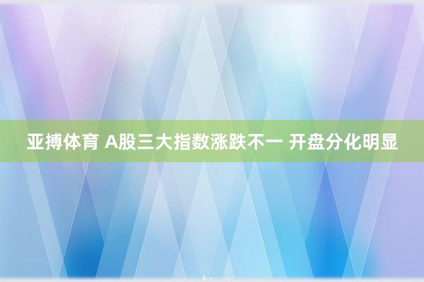 亚搏体育 A股三大指数涨跌不一 开盘分化明显