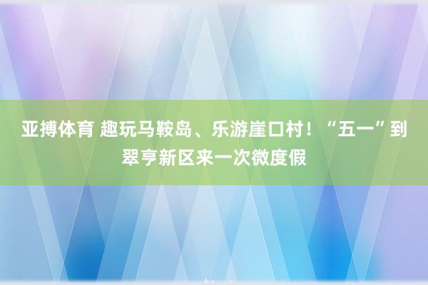 亚搏体育 趣玩马鞍岛、乐游崖口村！“五一”到翠亨新区来一次微度假